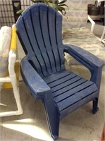 Pair of blue plastic Adirondack chairs