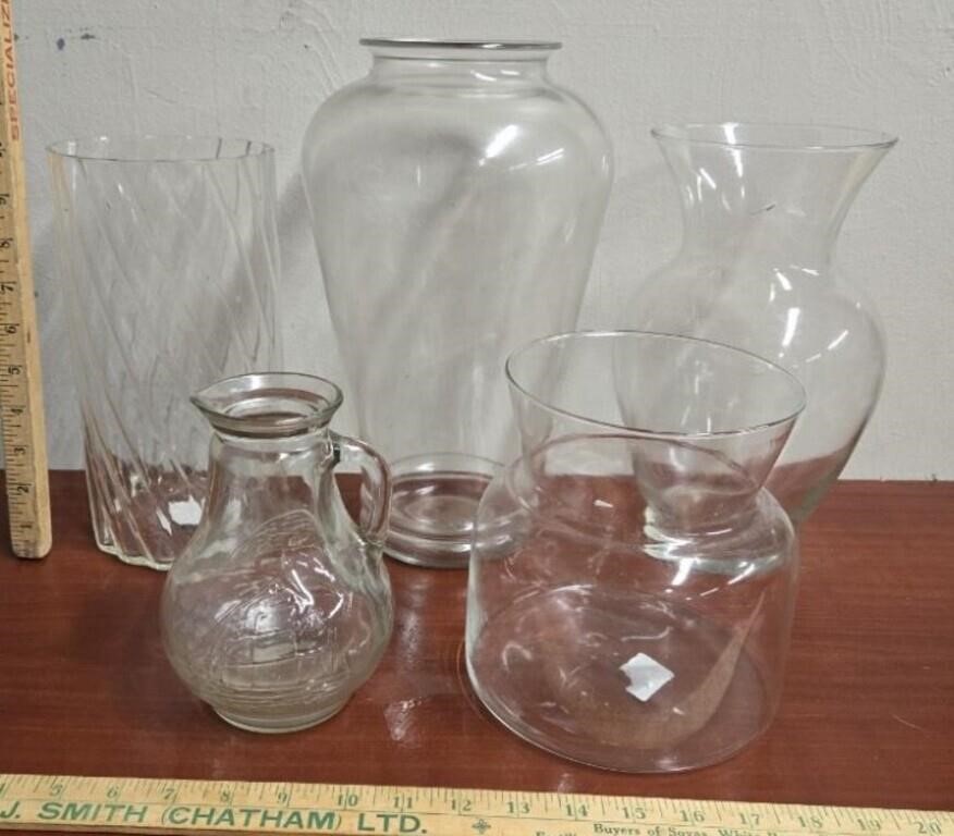 5 Glass Vases