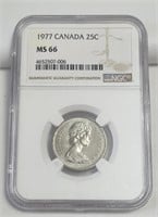 1977 Canada 25 Cents NGC MS66