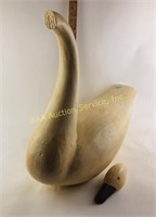 Large wooden swan.  Head needs reattached