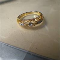 Gold Toned Ring with Clear Stones