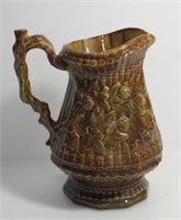 BROWN & GREEN CERAMIC PITCHER, SIGNED "MANITOBA"