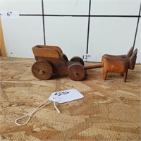 Miniature Mules Pulling Cart (Wood)