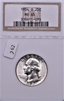 1954 S NGC MS65 LINCOLN CENT