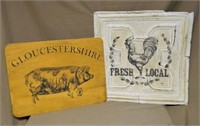 Farm Animal Motif Pressed Tin and Wooden Signs.