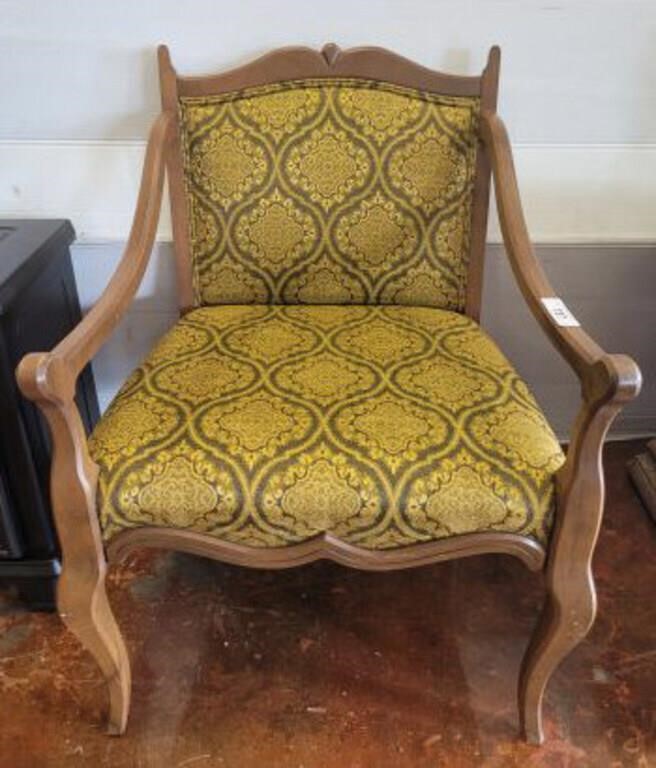 WOODEN ARMCHAIR W/ UPHOLSTERED SEAT/BACK