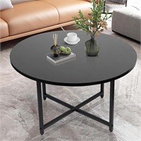 Round Coffee Table  Wood  Metal Legs (23.6)