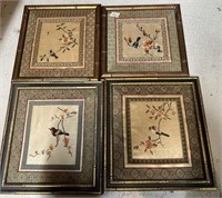 Four Framed Asian Silks