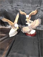 Vintage Bald Eagle ceramic figurine set of