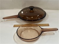 2 Pyrex Visions Amber Skillets