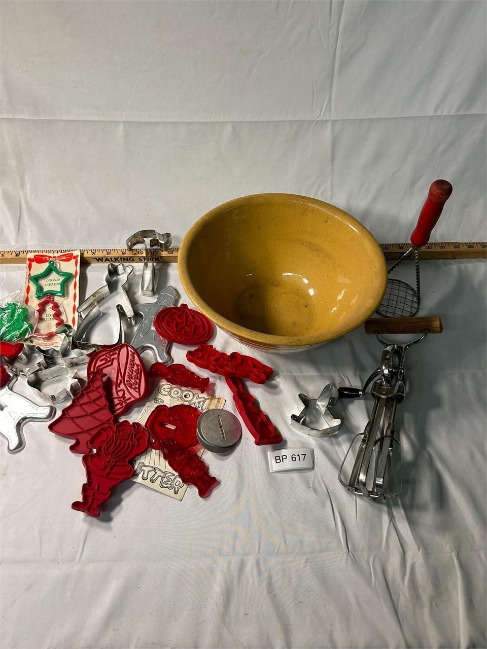 VTG Yellow-ware Mixing Bowl & Cookie Cutters