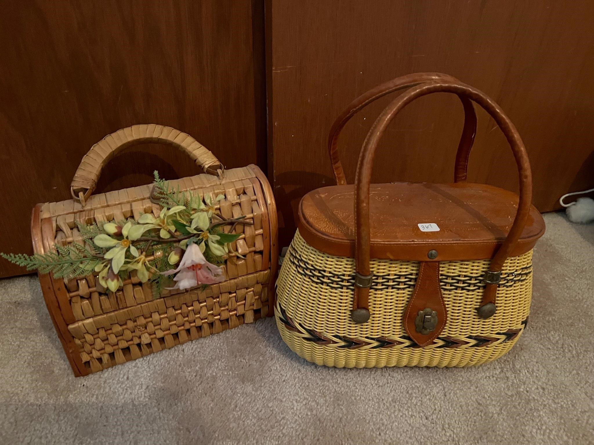 2 WICKER PURSES