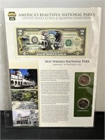 Hot Springs Commemorative Colorized $2 Note & Quar