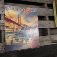Pair San Francisco tin signs, 16 x 12.5"