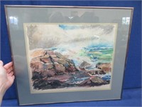 pastel by m.a. robertson "ocean & rocks"
