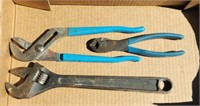 channel locks, wire snips, Hand tools