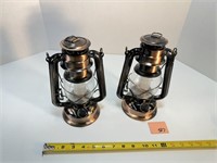 Pair of Bronzed Battery Operated Lanterns