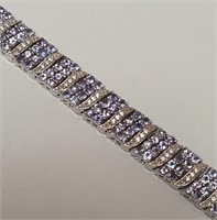$2700 Silver 200 Tanzanite(6ct) CZ Bracelet