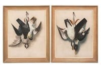 PAIR OF PASTEL ON PAPER GAME BIRDS
