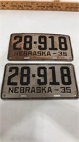 Pair of 1935 Nebraska license plates