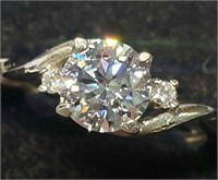 14K WHITE GOLD LAB DIAMOND(1.2CT) NATURAL(0.01CT)