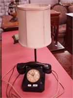 Vintage black telephone made into a lamp with