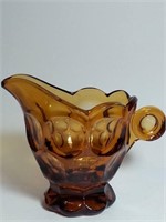 VINTAGE FENTON AMBER ART GLASS CREAMER