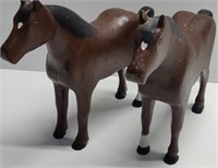 2 Painted Wooden Horse Figures