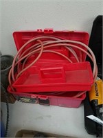 Plastic toolbox empty, extension cord