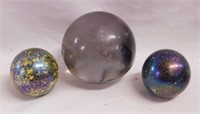 Large amethyst glass display marble, chipped -