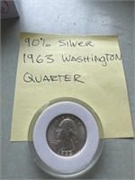 90% silver 1963 Washington quarter