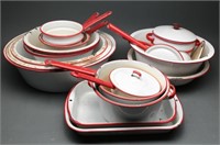 Vintage Enamelware- White with Red Rims (20)