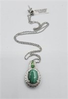 # 2 Sterling Silver 20in Malachite Necklace