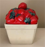 Vintage Stoneware Strawberry Jar with Lid