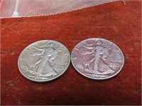 (2)90% silver Walking Liberty US Coin.