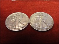 (2)90% silver Walking Liberty US Coin.