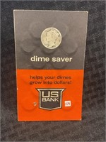 23 silver dimes in US Bank dime saver book