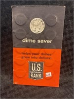 23 Silver dimes in US national Bank dime saver