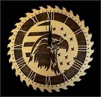 New Laser Bald Eagle, Stars, & Strips Wall Clock