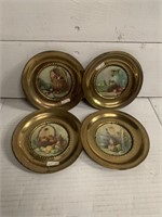 Set of Brass Plates Plaques with Fruit Motif