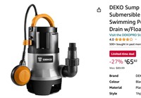 DEKO Sump Pump 1HP 3302GPH 750W Submersible