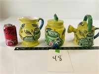 3pcs ceramic pitcher, jar, watering can