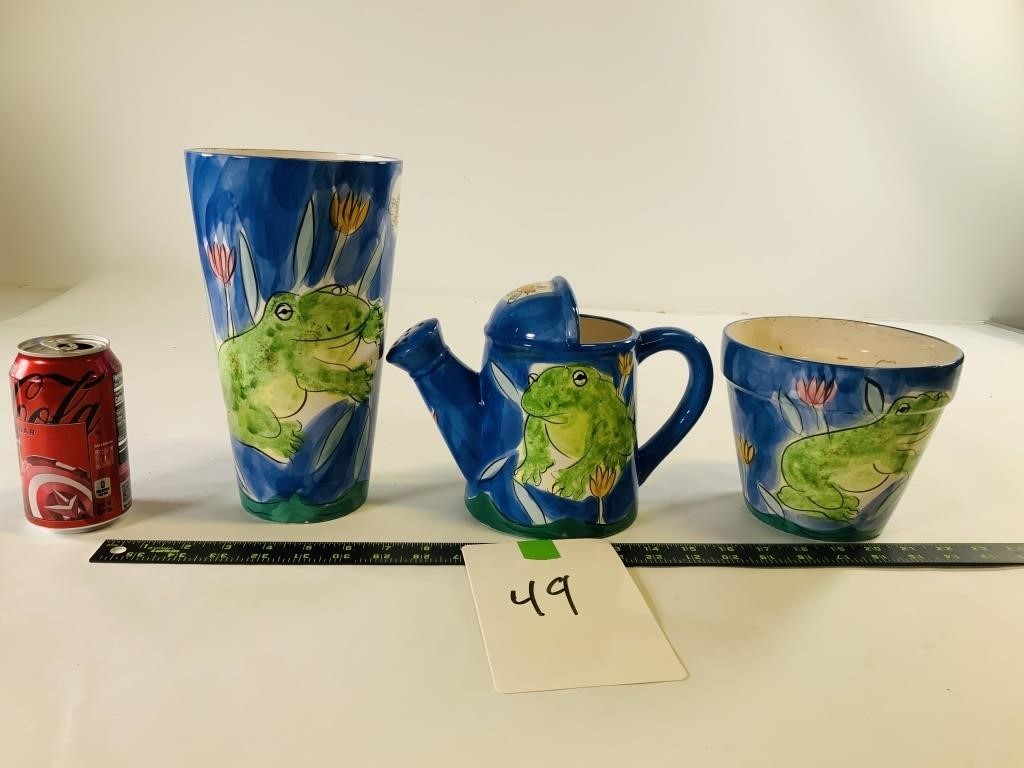 3pcs ceramic vases and watering can