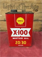Shell X-100 20/30 Motor Oil Gallon Tin