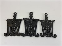 3 Vintage Cast Iron Trivets
