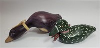 Wood Duck Sculptures (2x) Different Artists-Signed