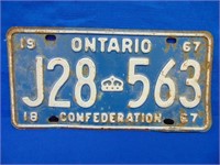 1967 Ontario License Plate Confederation Issue