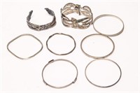Lady's Silver Bangle, Clasp & Cuff Bracelets, 8