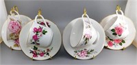 140 Lot of 4 Cups and Saucers with Stands- Royal D