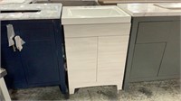 24” GREY WHITE WASHED FINISH CABINET WITH SOLID